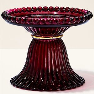 🆕🕯️ BATH & BODY WORKS LIMITED EDITION MAROON GLASS PEDESTAL 3-WICK CANDLE HOLDER